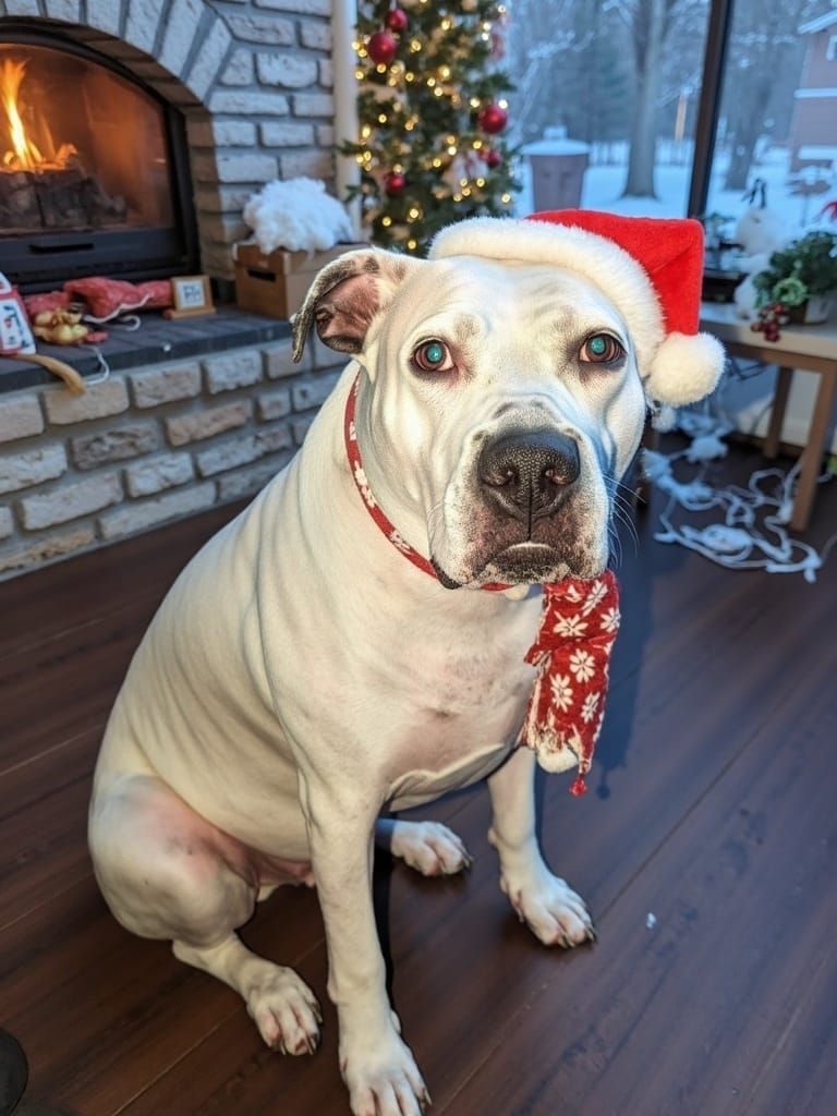 Festive Dog in Winter Wonderland: Kinkade-esque Christmas Sc...