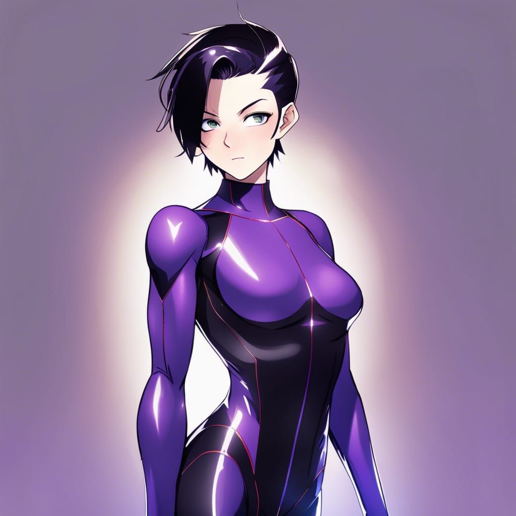 Androgynous Anime Superhero Smirking Portrait