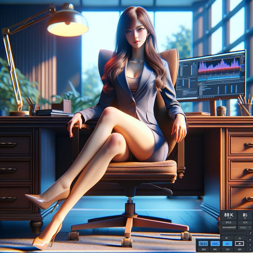 Professional Secretary in Detailed Matte Painting Style