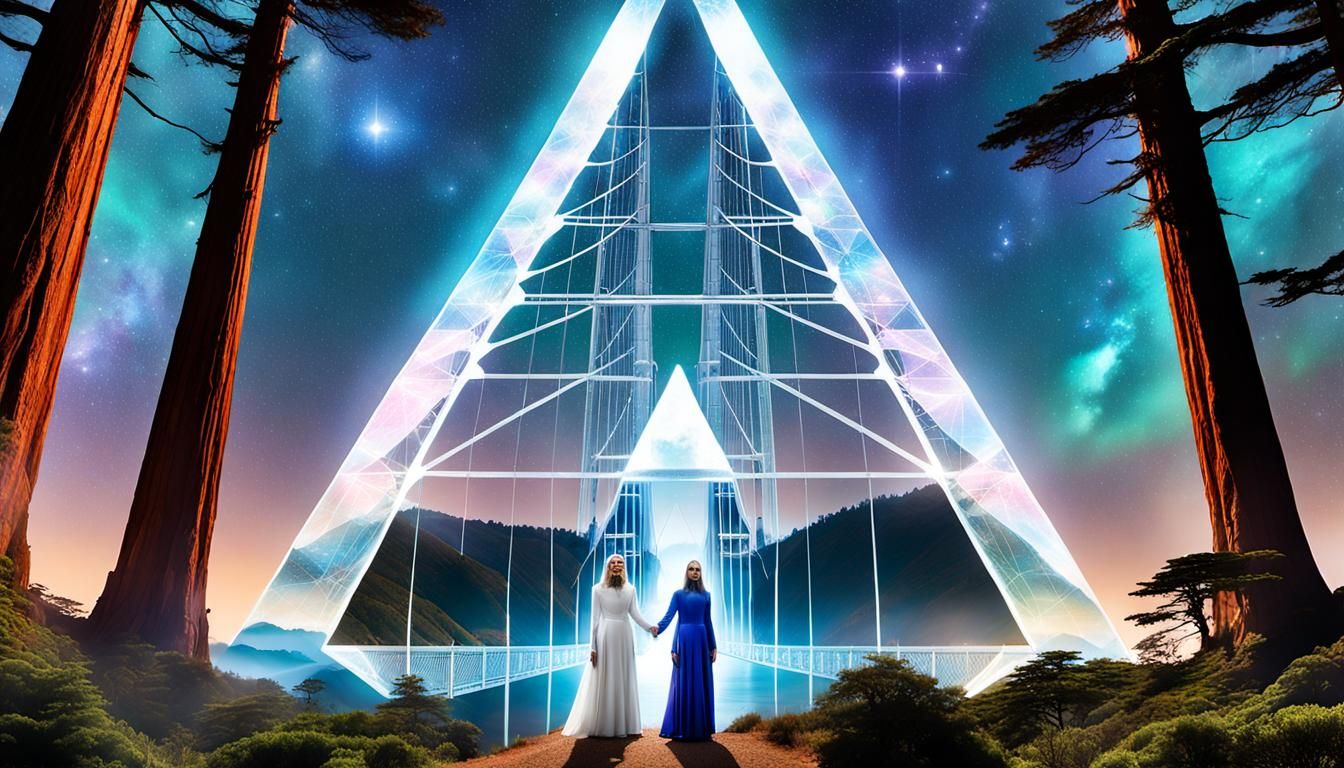 Pleiadian Mothership over San Francisco with Star Beings