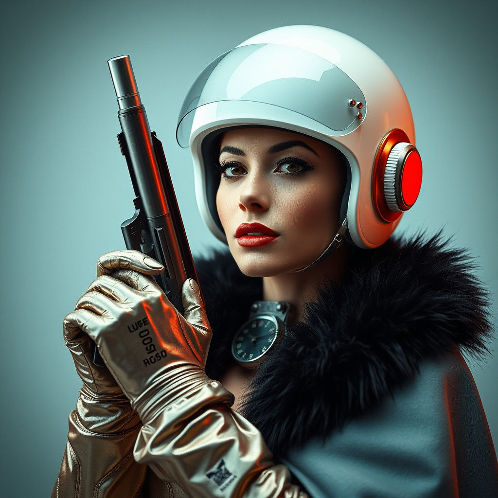 Retro-Futuristic Pinup with Laser Pistol