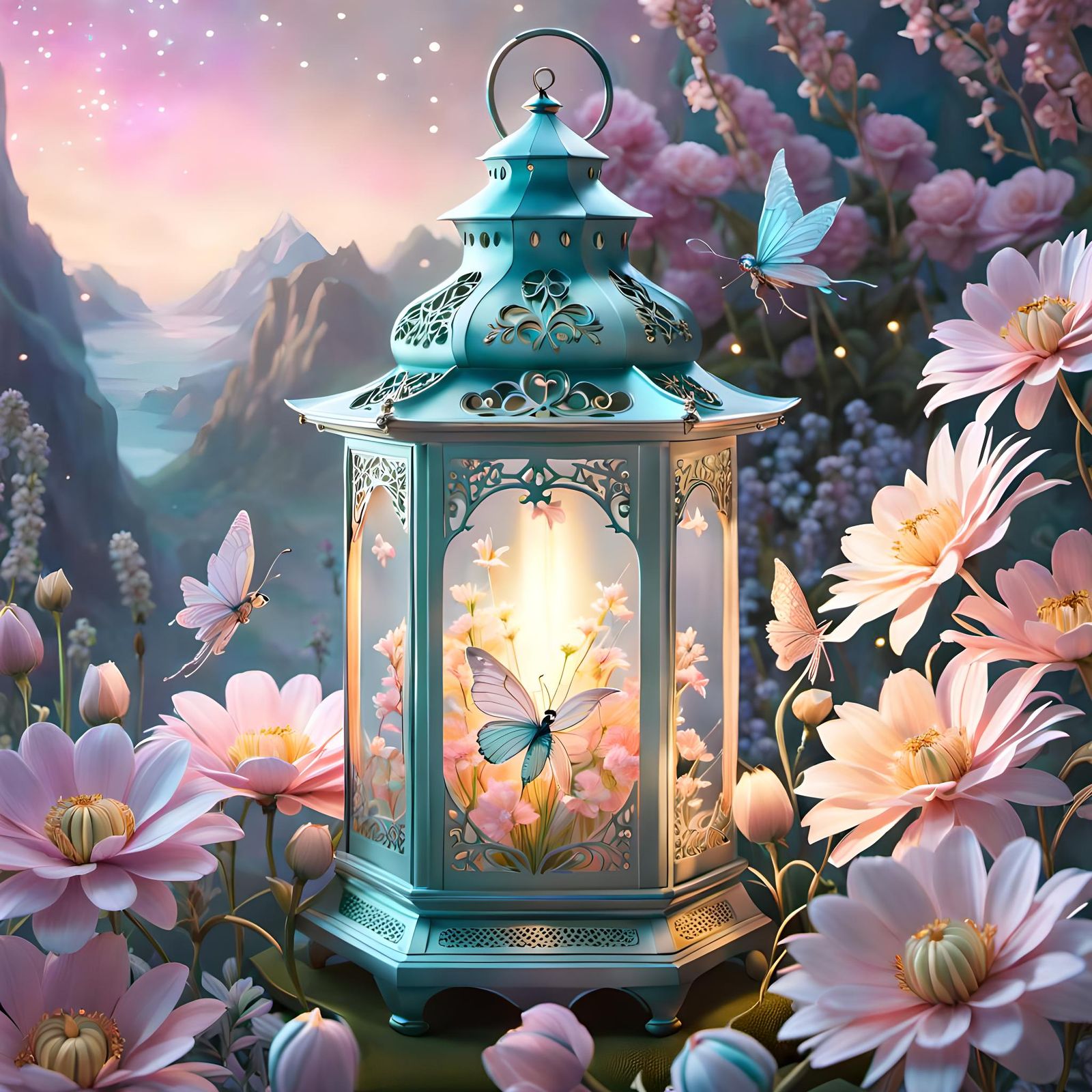 Magical Fairy Lantern in Pastel Digital Illustration