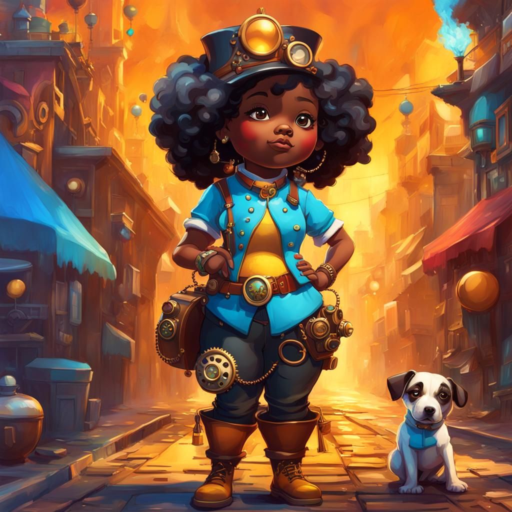 Steampunk Girl at Parade in 3D Digital Art