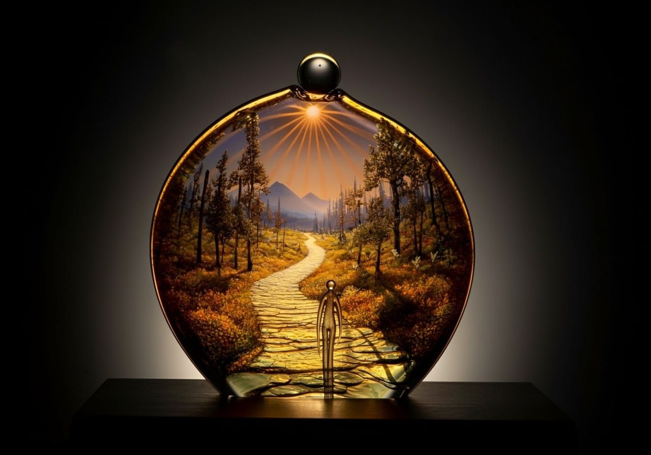 Figure in a Vibrant Glass Landscape