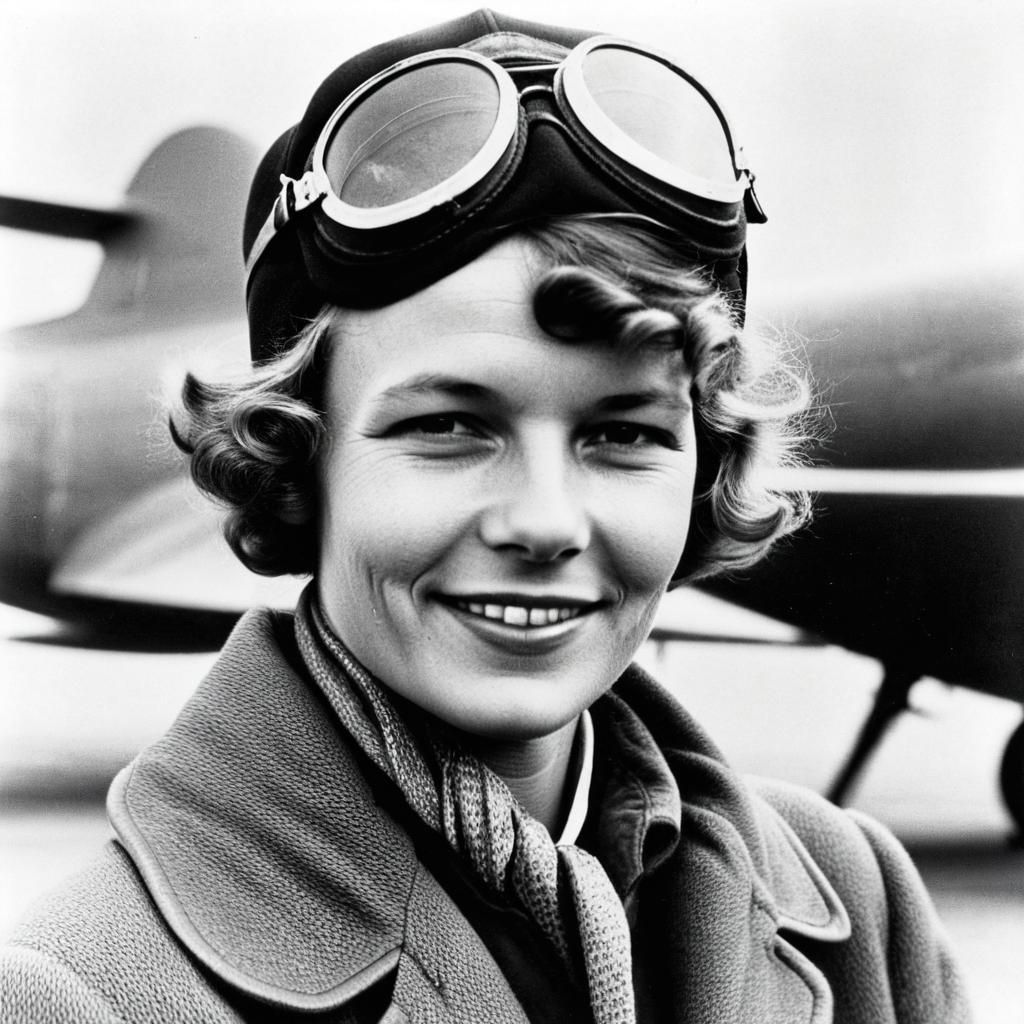 Aviation Pioneer Amelia Earhart in Flight Attire