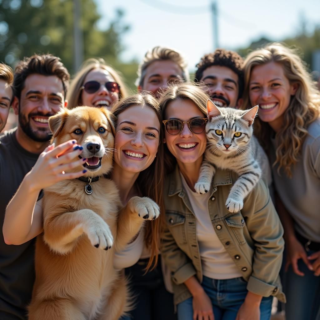 Humorous Animal Photobomb in Outdoor Group Photo