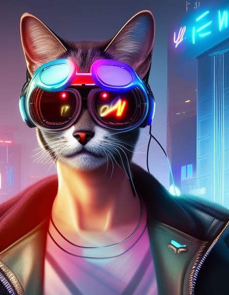 cyberpunk human cat