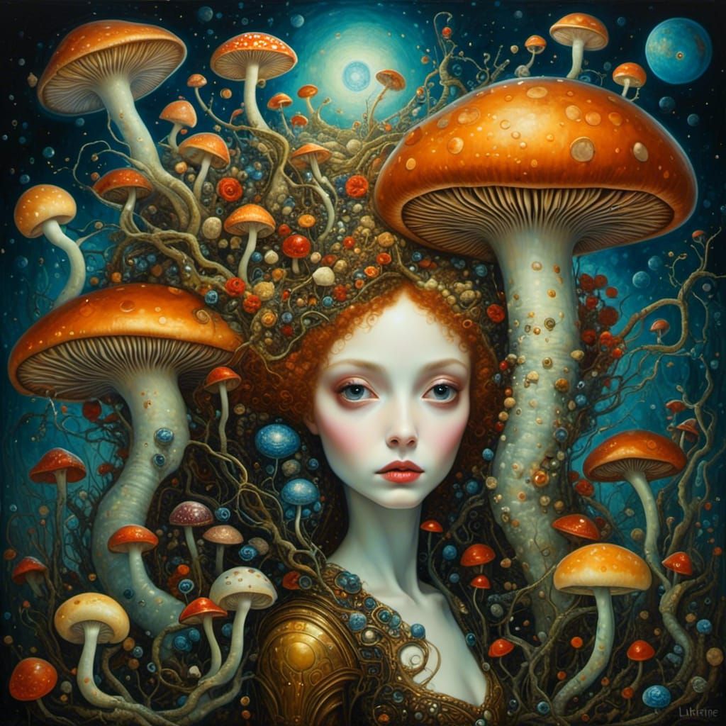 Alien Alice in Wonderland: A Surreal Portrait