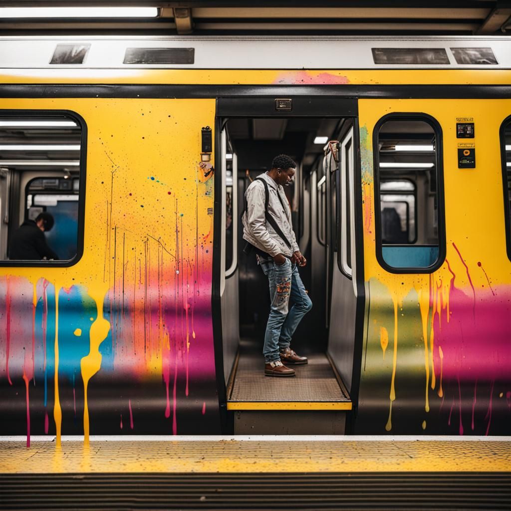 Ink Splatter Art on Subway Train