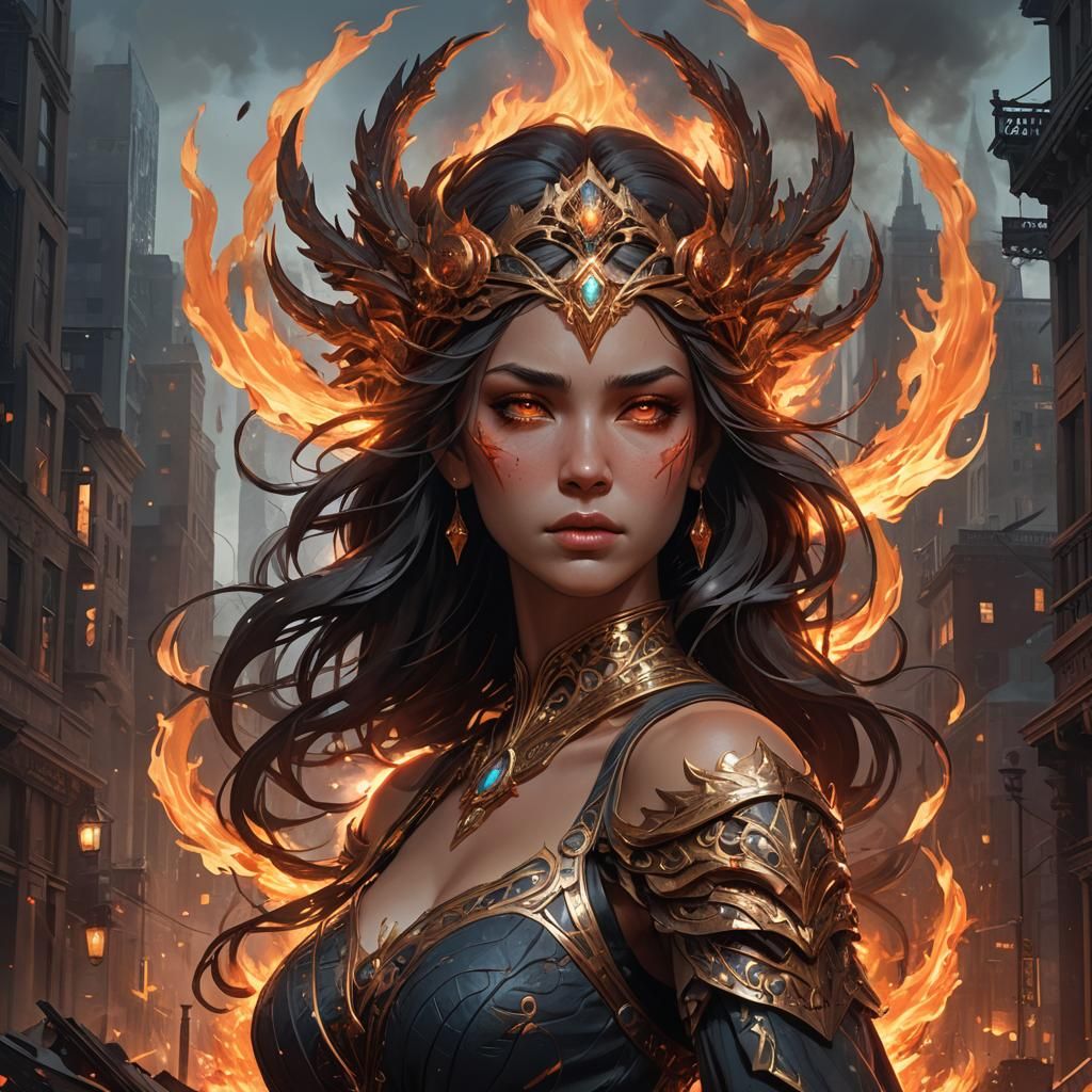 Goddess of Violence Concept Art in Art Nouveau Style