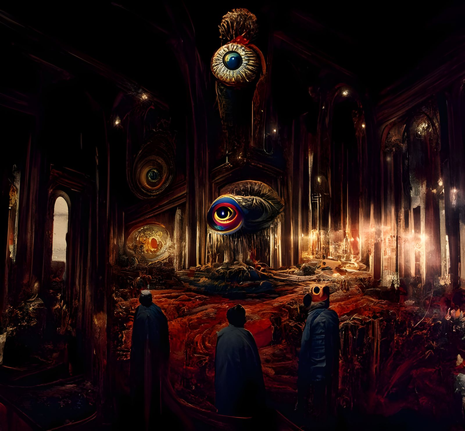 Surreal All-Seeing Eye Painting in Psychedelic Style