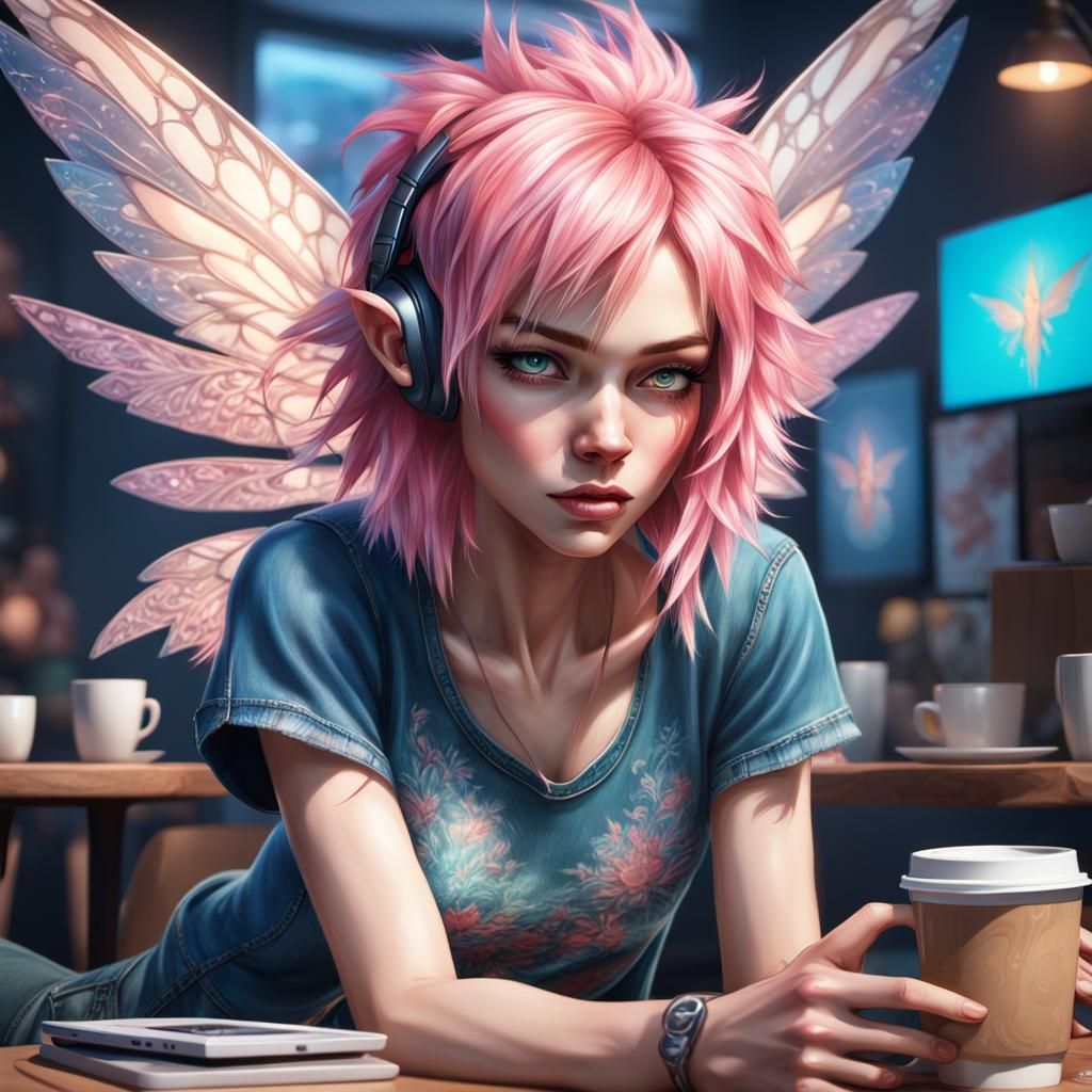 Fairy Girl Gamer in Modern Splash Art Style