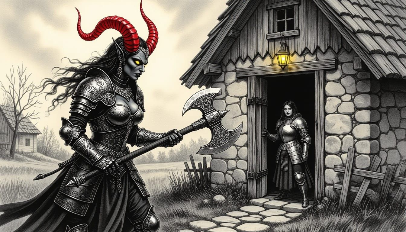 Demon Warrior Meets Knight in Awe-Struck Encounter