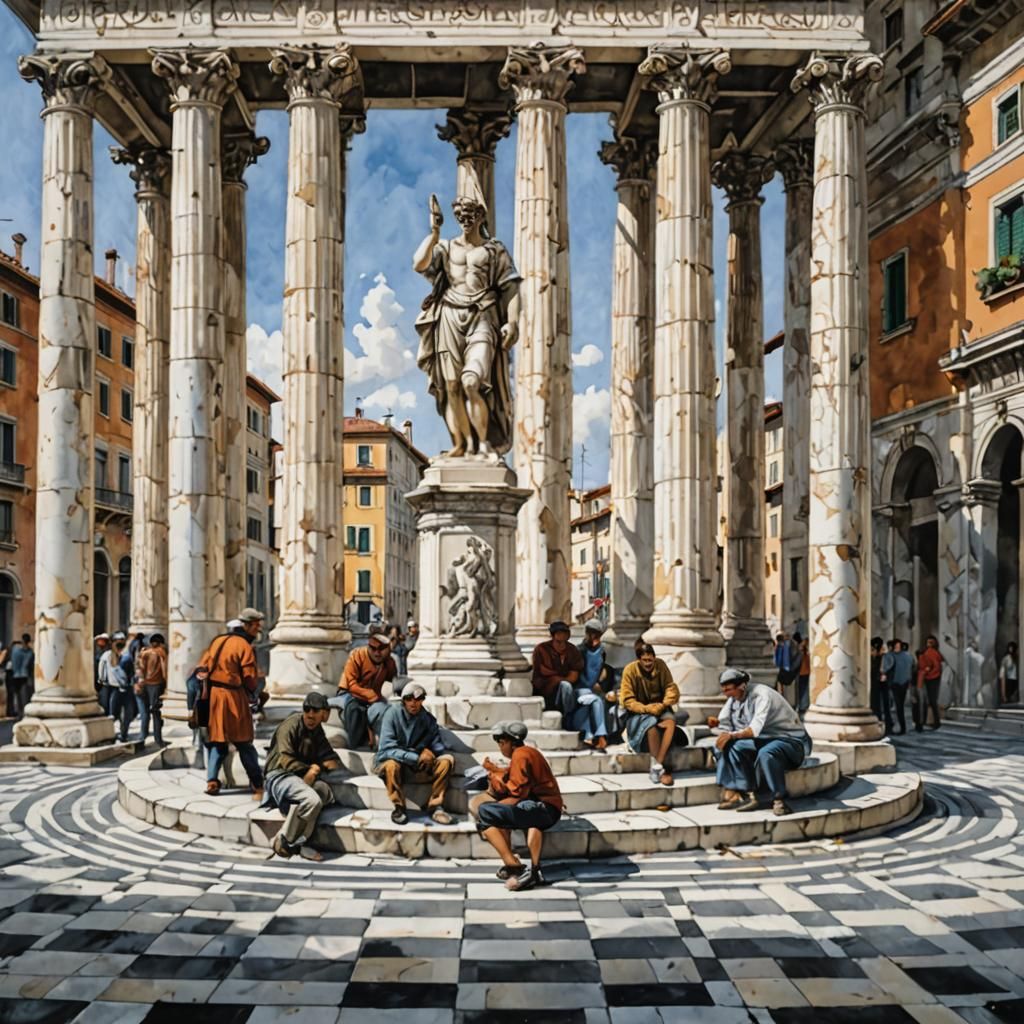 Spectacular Classical Building with Marble Statues
