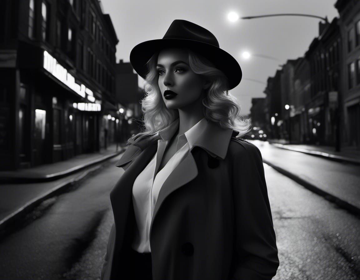 Film Noir Femme Fatale in Shadows