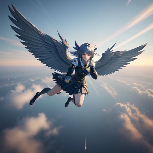 Anime Girls with Wings in Detailed 3D Art