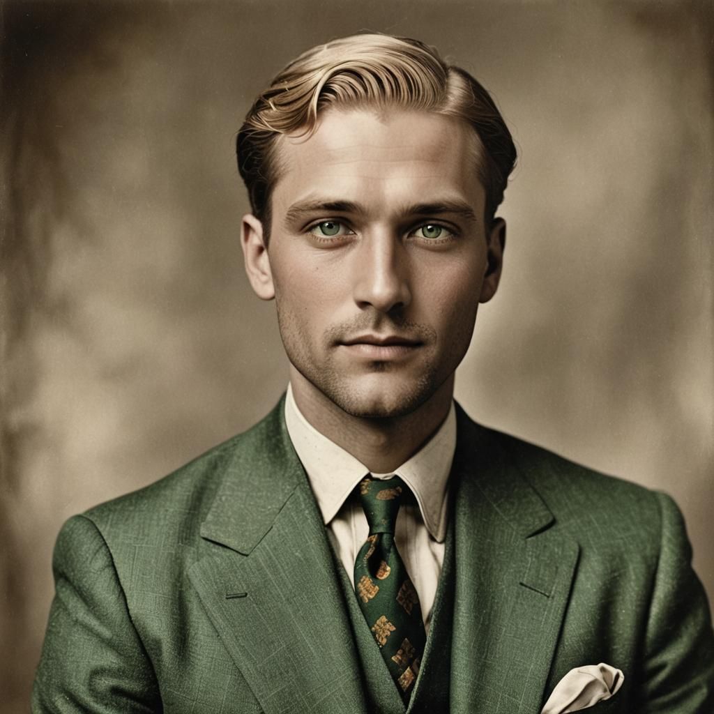 Forward-Facing Portrait of a Handsome Man in 1920s Style