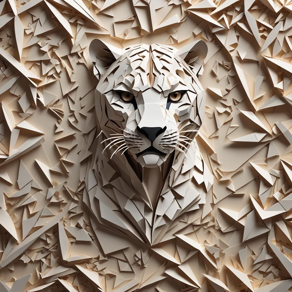 Panther Kirigami Papercraft in 8K Resolution