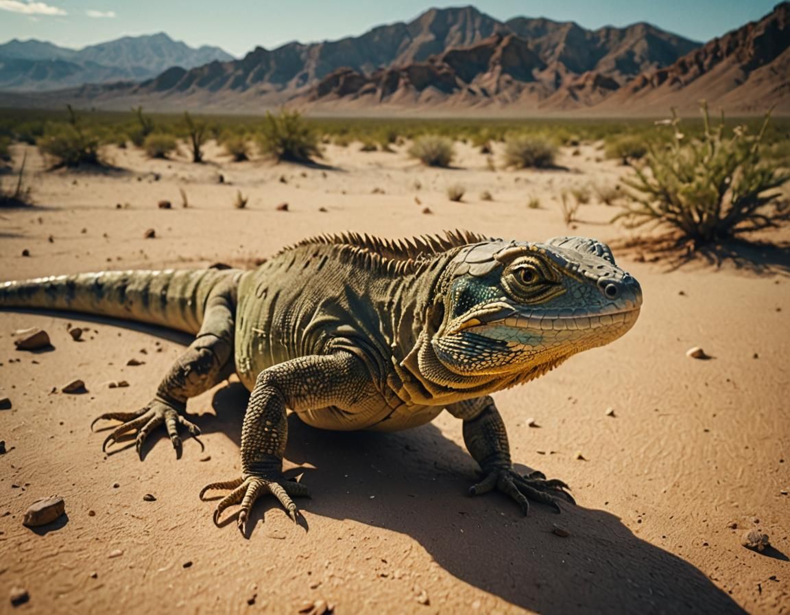 Lizard in Desert: Cinematic Film Still