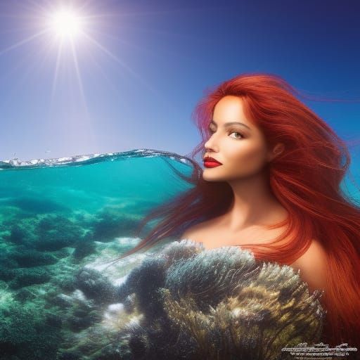 Mysterious Hyperrealistic Mermaid in the Open Ocean