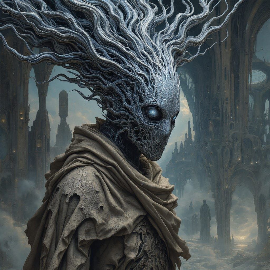 Surrealist Dream Guardian in Liquid Metal Armor