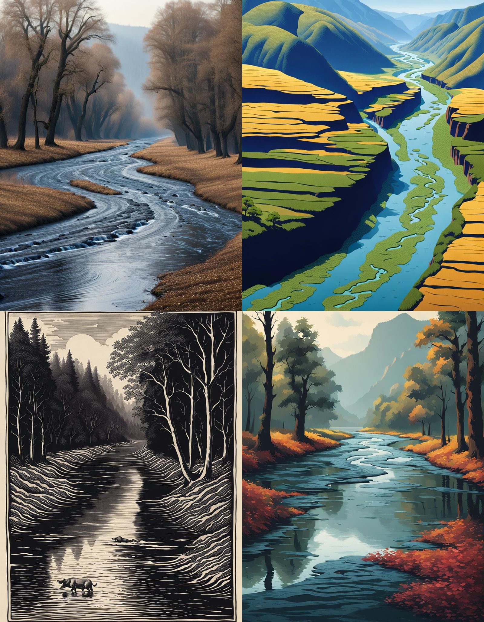 Rivers Nosing Like Swine: An AI Interpretation