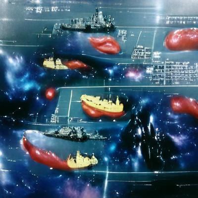 Futuristic Space Battleship Digital Rendering