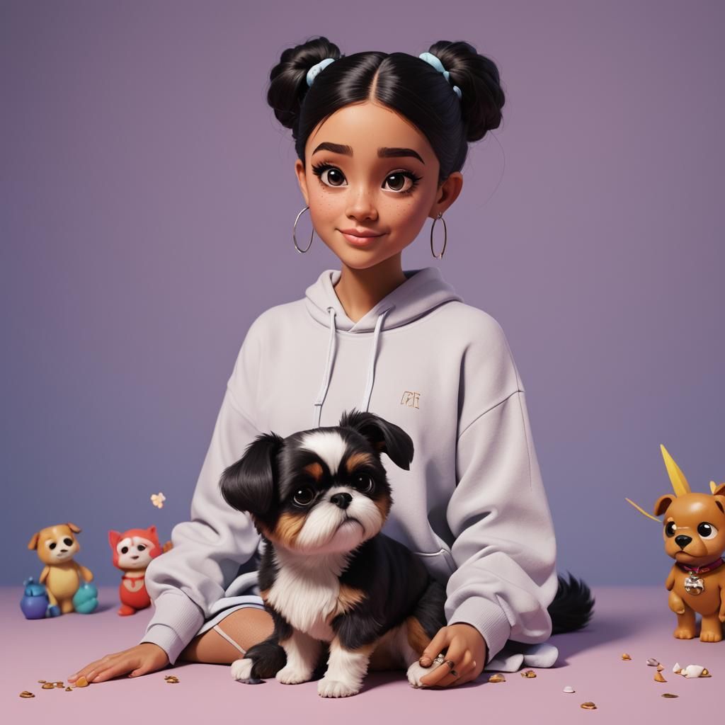 Ariana Grande as a Super Heroine With Shih Tzu