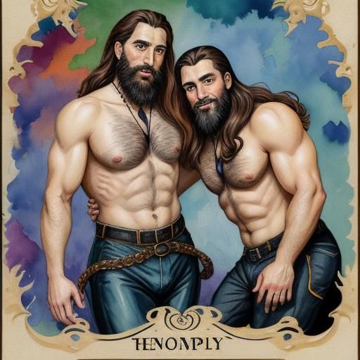 The Lovers Tarot Card in Gouache Style