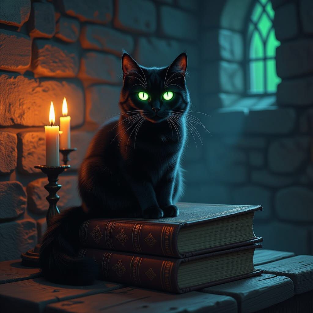 Mystical Cat Guardian of Ancient Knowledge