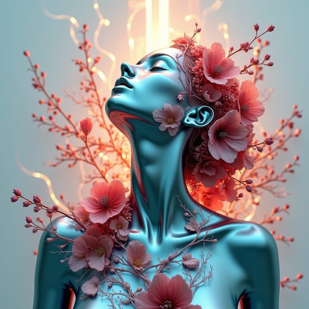 Expressive Sculpture of Reflected Glory in Art Deco Style