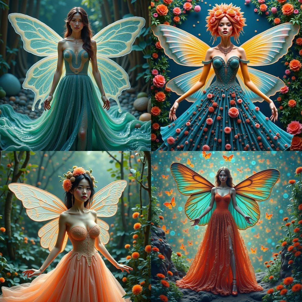 Beautiful Moth Woman in Gummy World Ball Gown