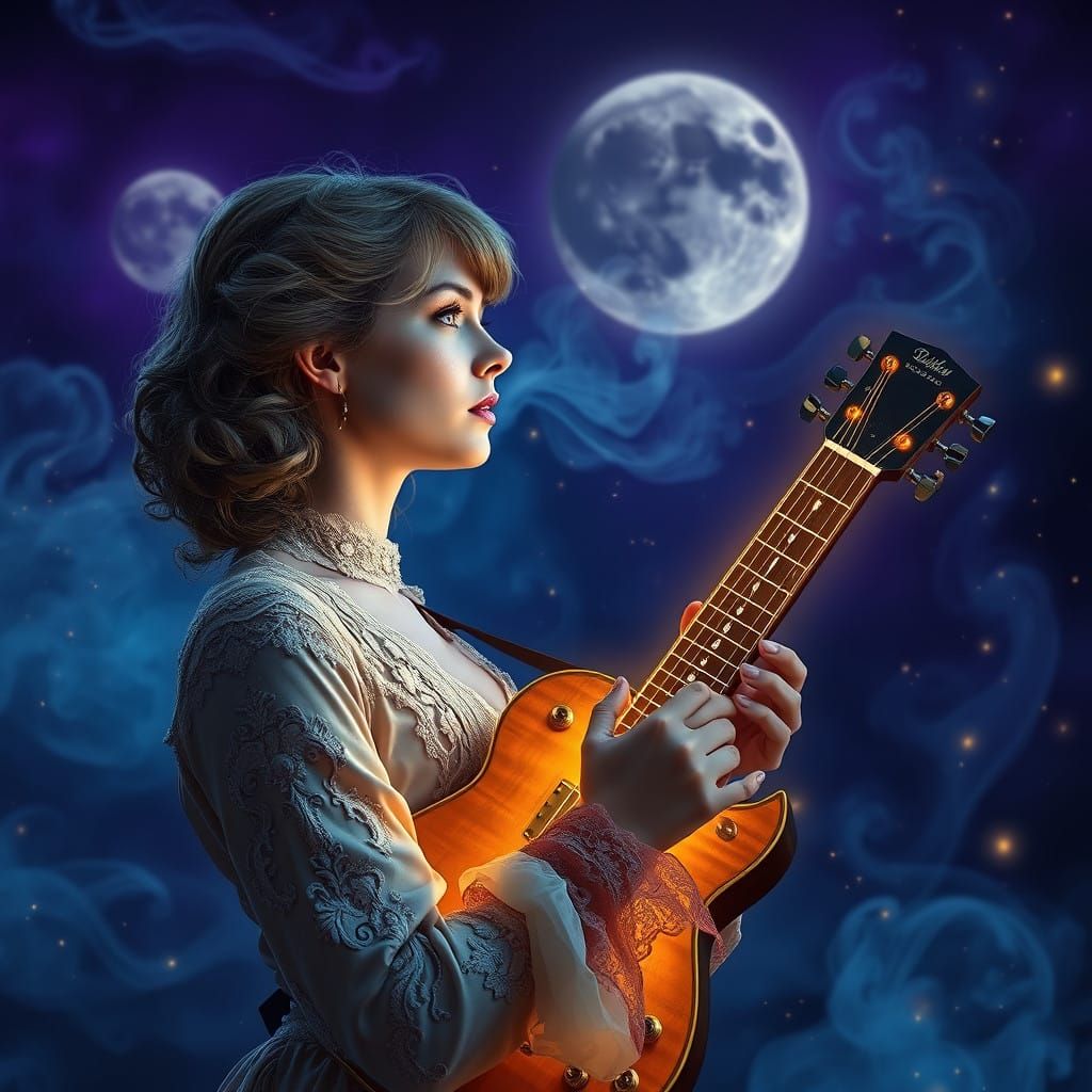 Enchanted Guitar Reverie in Victorian Splendor
