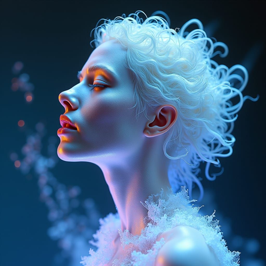 Ethereal Woman with Crystalline Spectral Energies