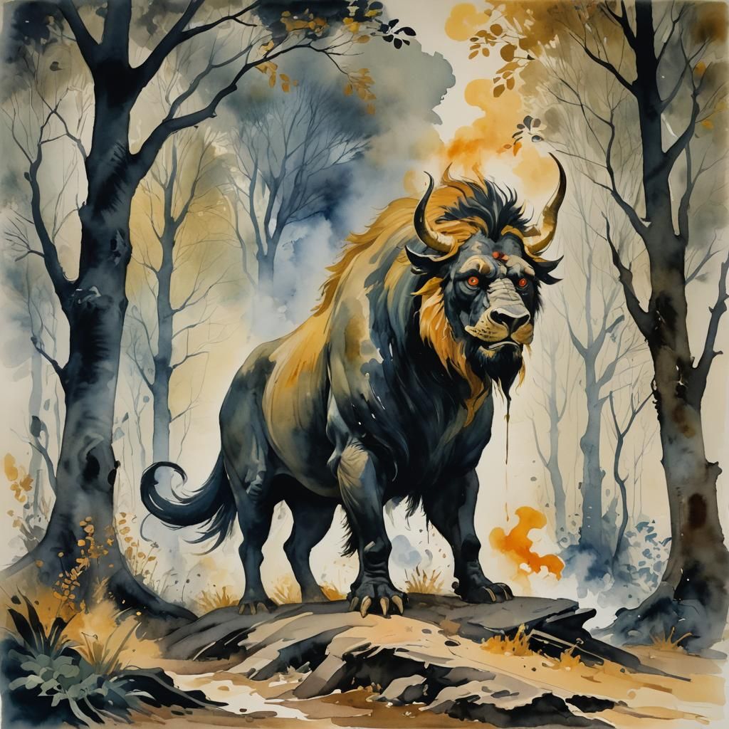 Morose Beast in Gouache Impressionist Style