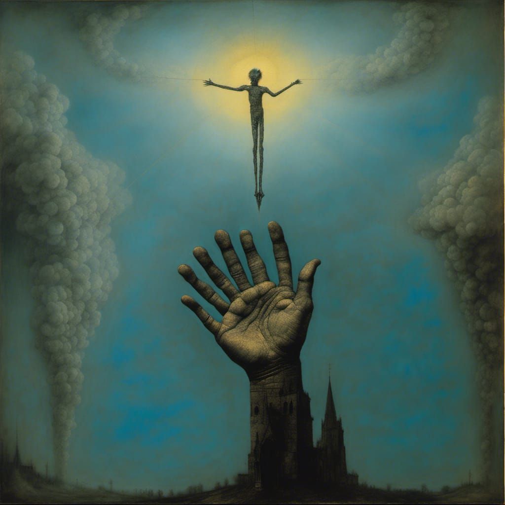 Surreal Sky Crack with Hand: Neo-Expressionist Style