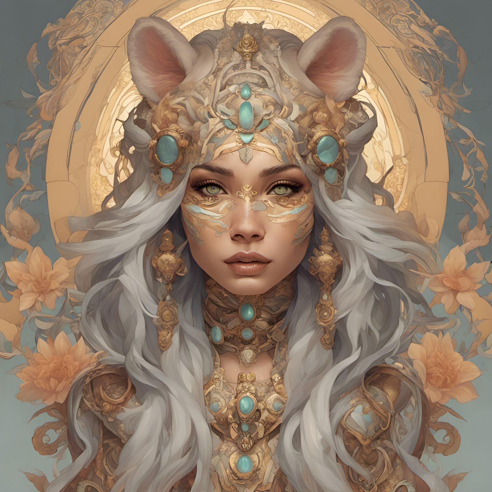 Tiger Queen Portrait in Art Nouveau Style