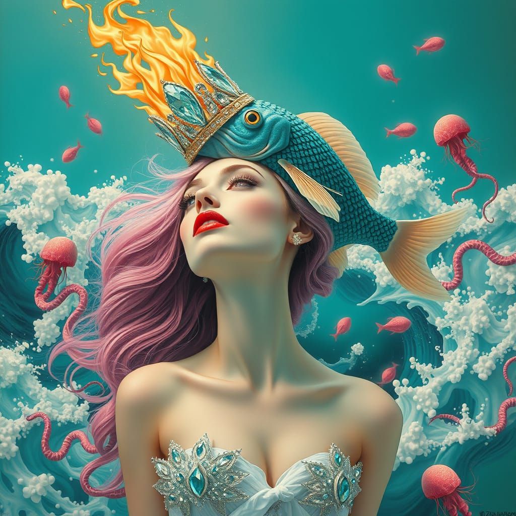 Surreal Diamond Woman in Dreamlike Realism