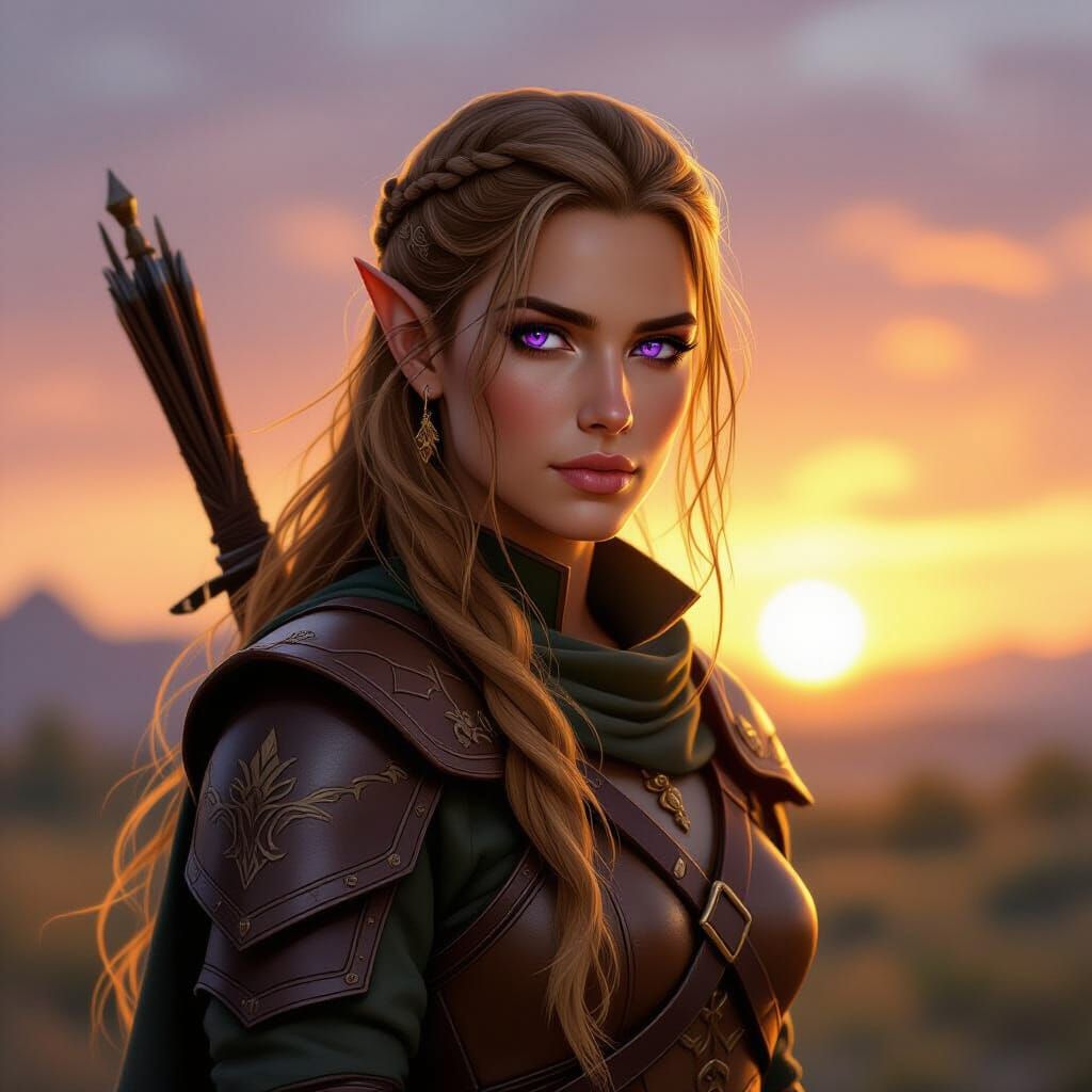 Half-Elf Ranger in Setting Sun