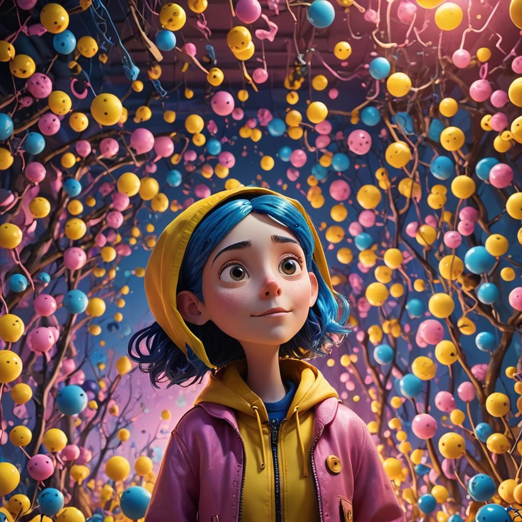 Coraline Jones in Vibrant Pixar-Inspired 3D Art