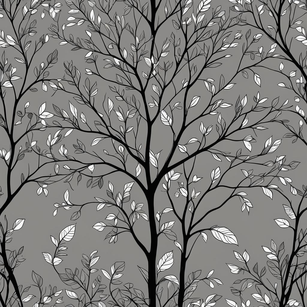 Abstract Botanical Line Art in Monochrome