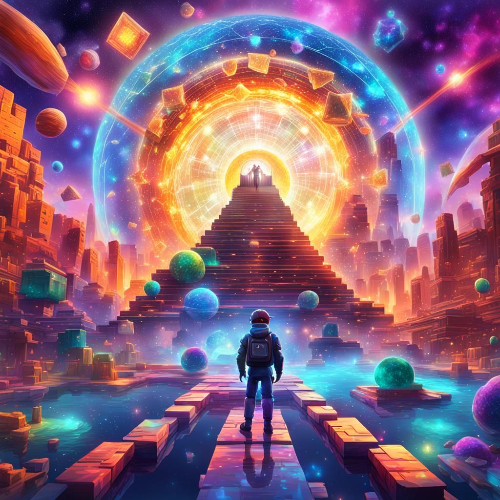 Holographic Cosmic Roblox Avatar in Astral Style