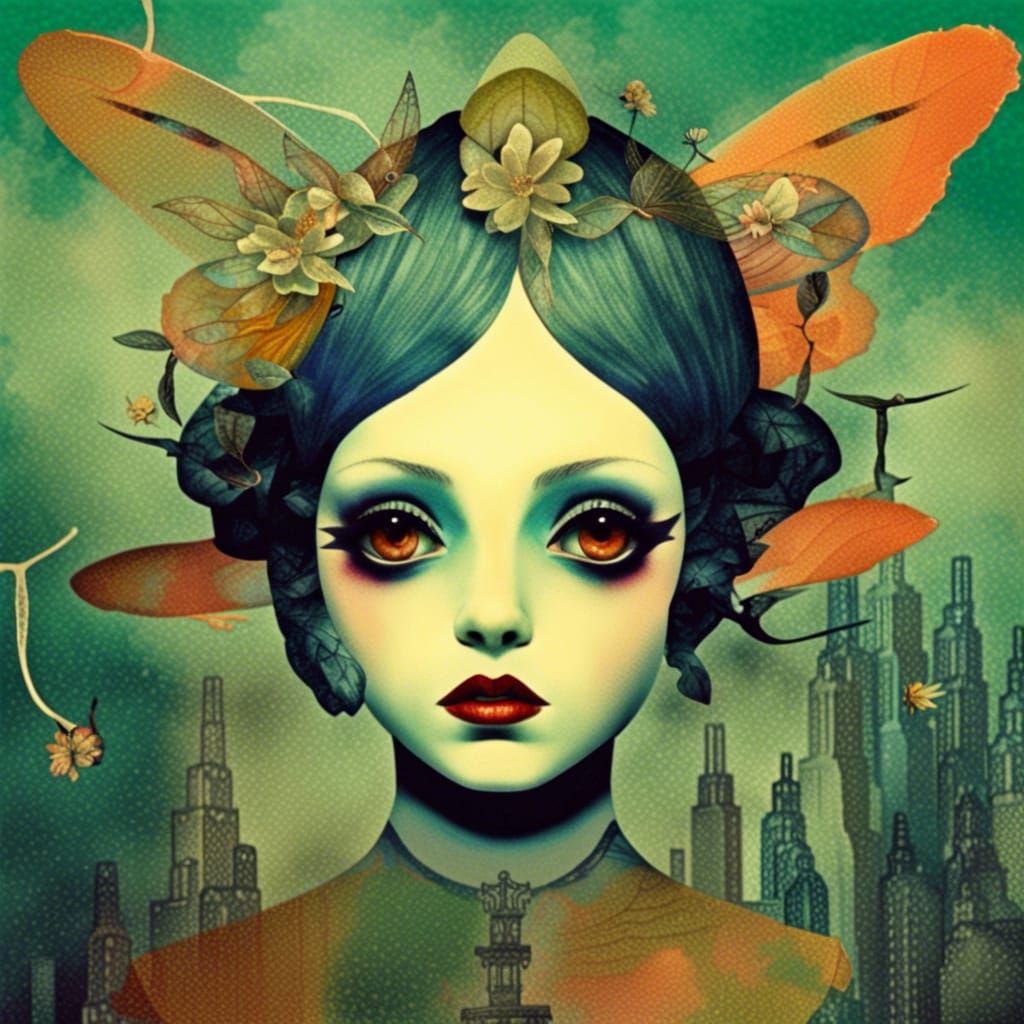 Surreal Art Deco Fairy with Eldritch Elements