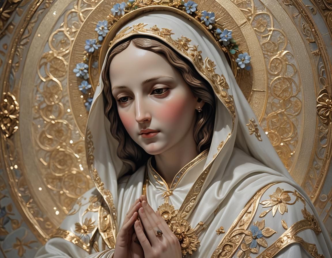 Realistic Close-Up of the Virgin Mary Radiating Serenity
