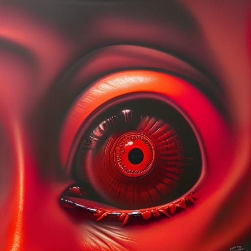 Intricate Red Abstract Art in Pop Art Style