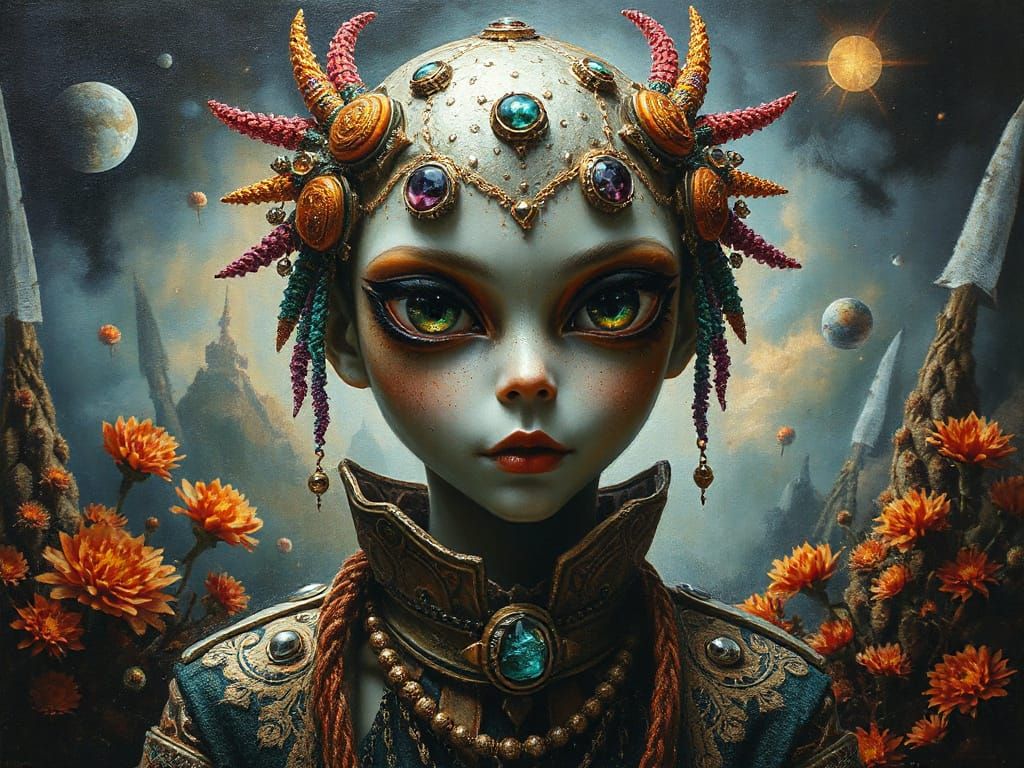 Fantasy Character Portrait in Vibrant Impasto Oil Style