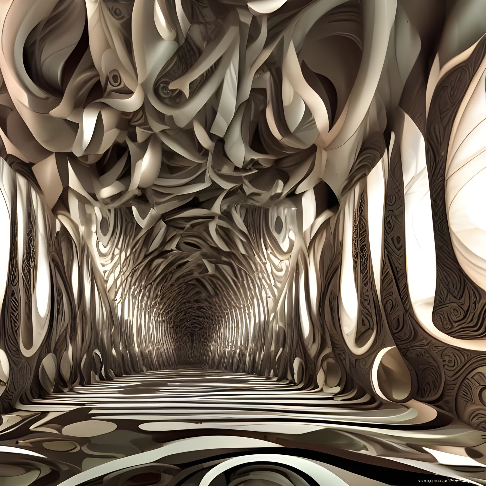 Geometric Fractal Abstract Painting in Soft Light