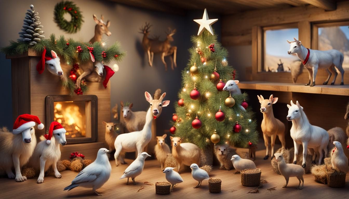 Festive Farm Animals Celebrate Christmas