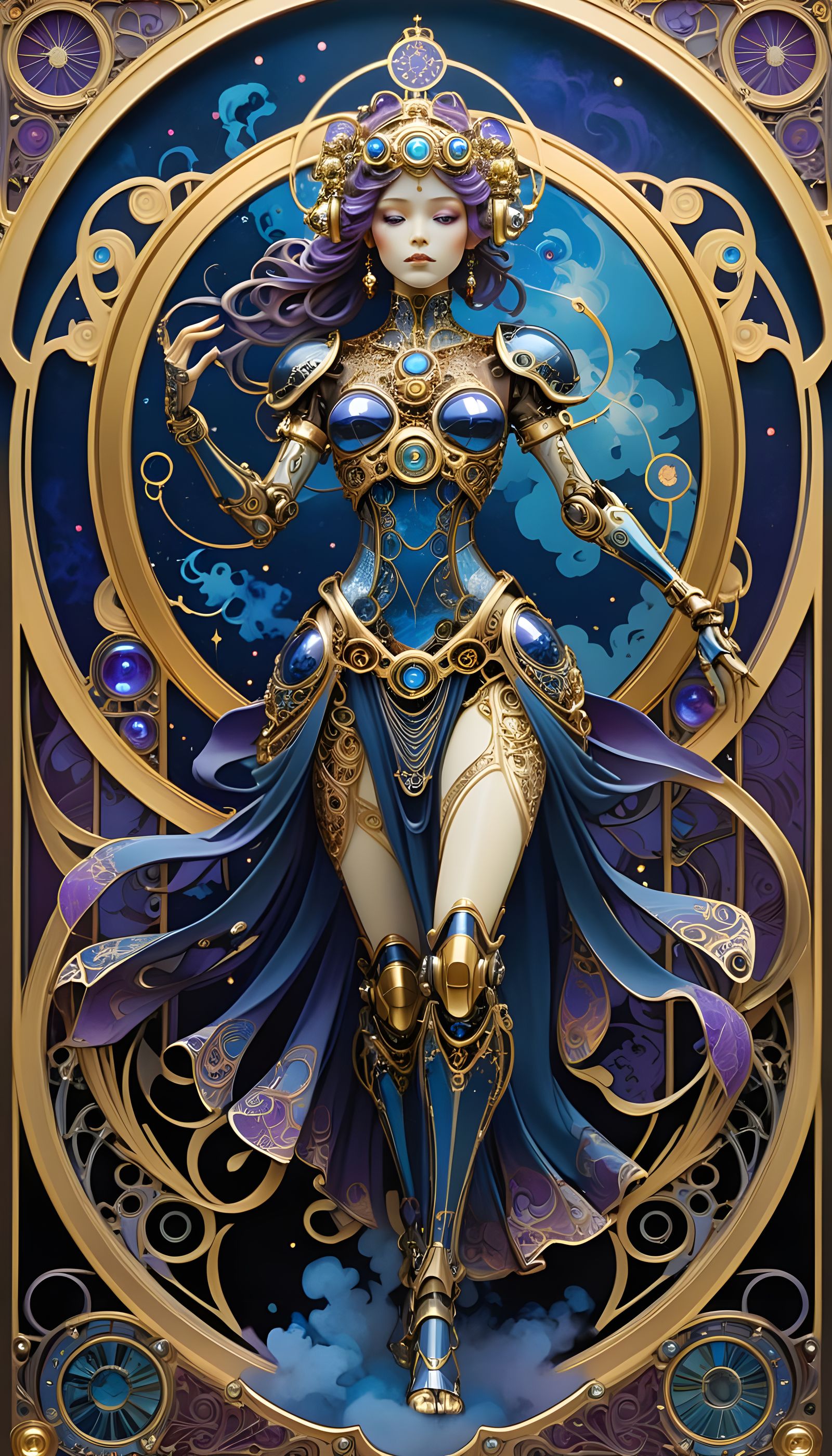 Art Nouveau Robot Maria in Dramatic Pose