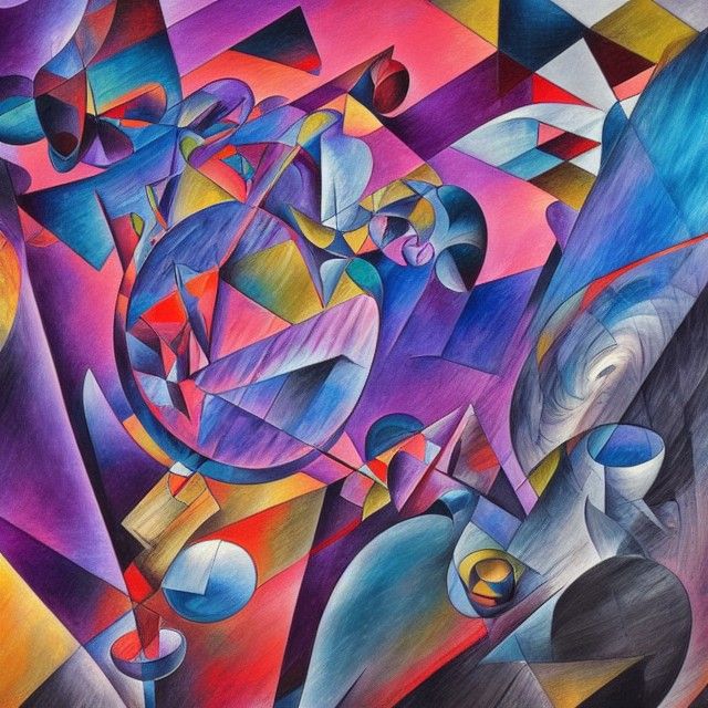 Holographic Cosmic Illustration in Vibrant Mixed Media